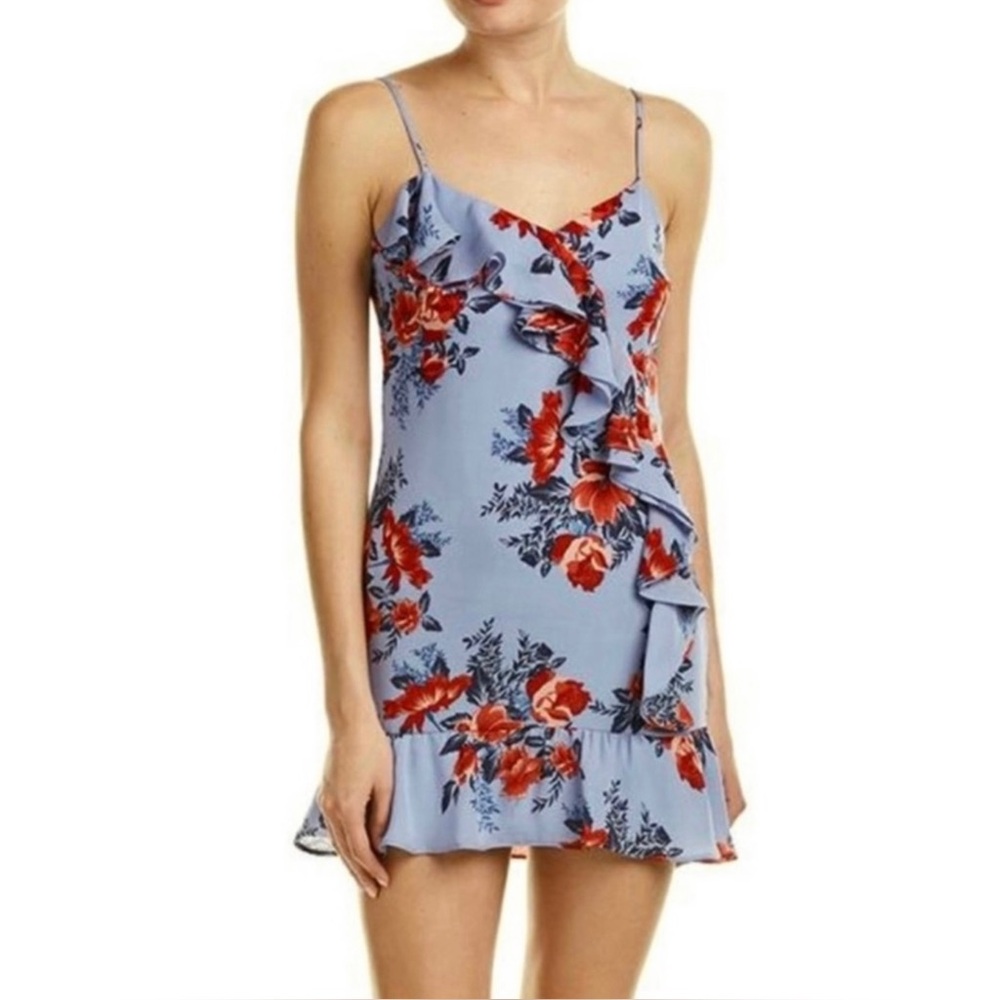 PARKER BLUE FLORAL PRINT MINI DRESS